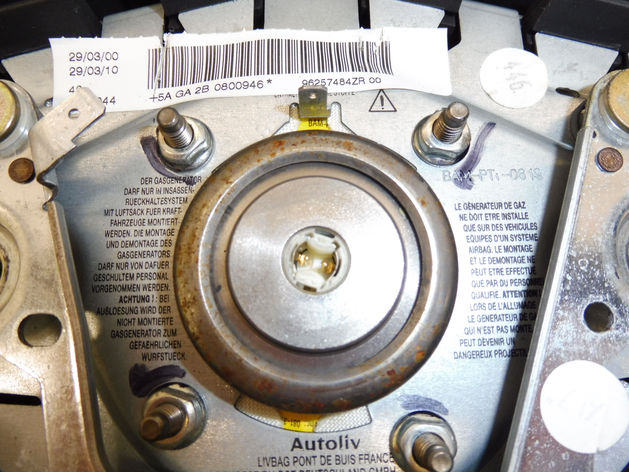 Airbag conductor - volante Peugeot 206 96257484ZR