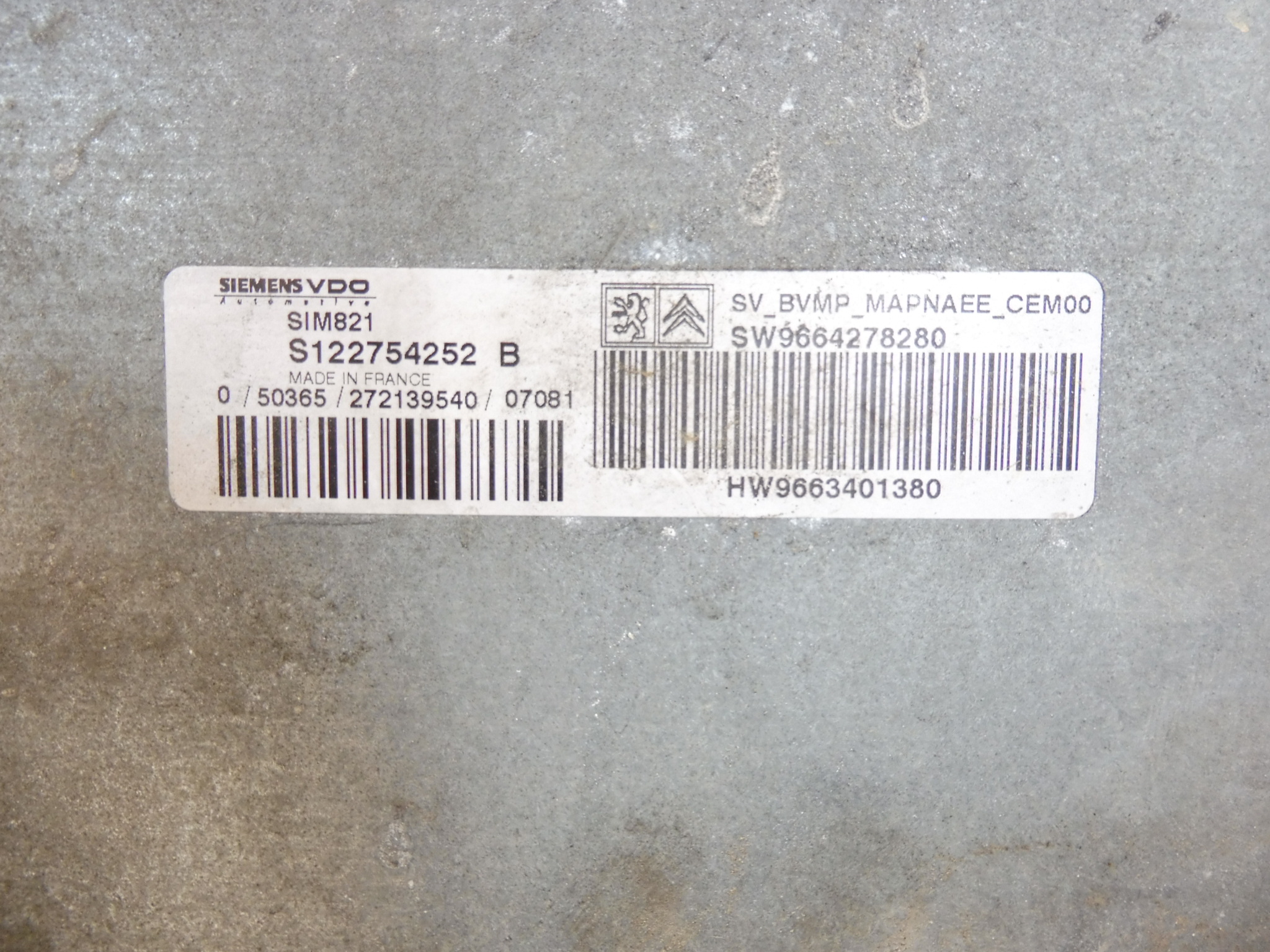 Centralita sensodrive Citroën Peugeot 966340138080 9664278280 S122754252 B