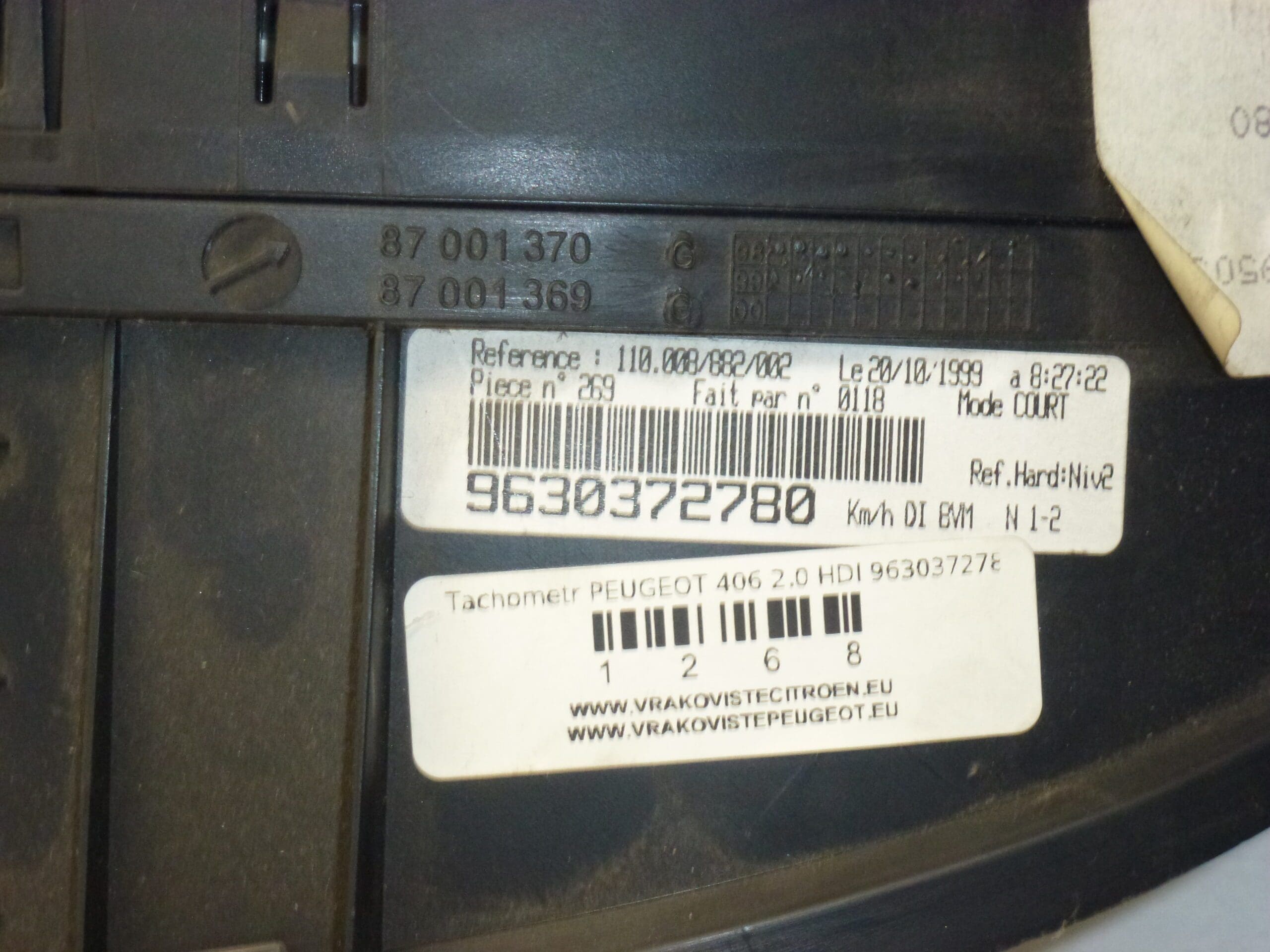 Velocímetro Peugeot 406 2.0 HDI 9630372780 kilometraje 189 000 km