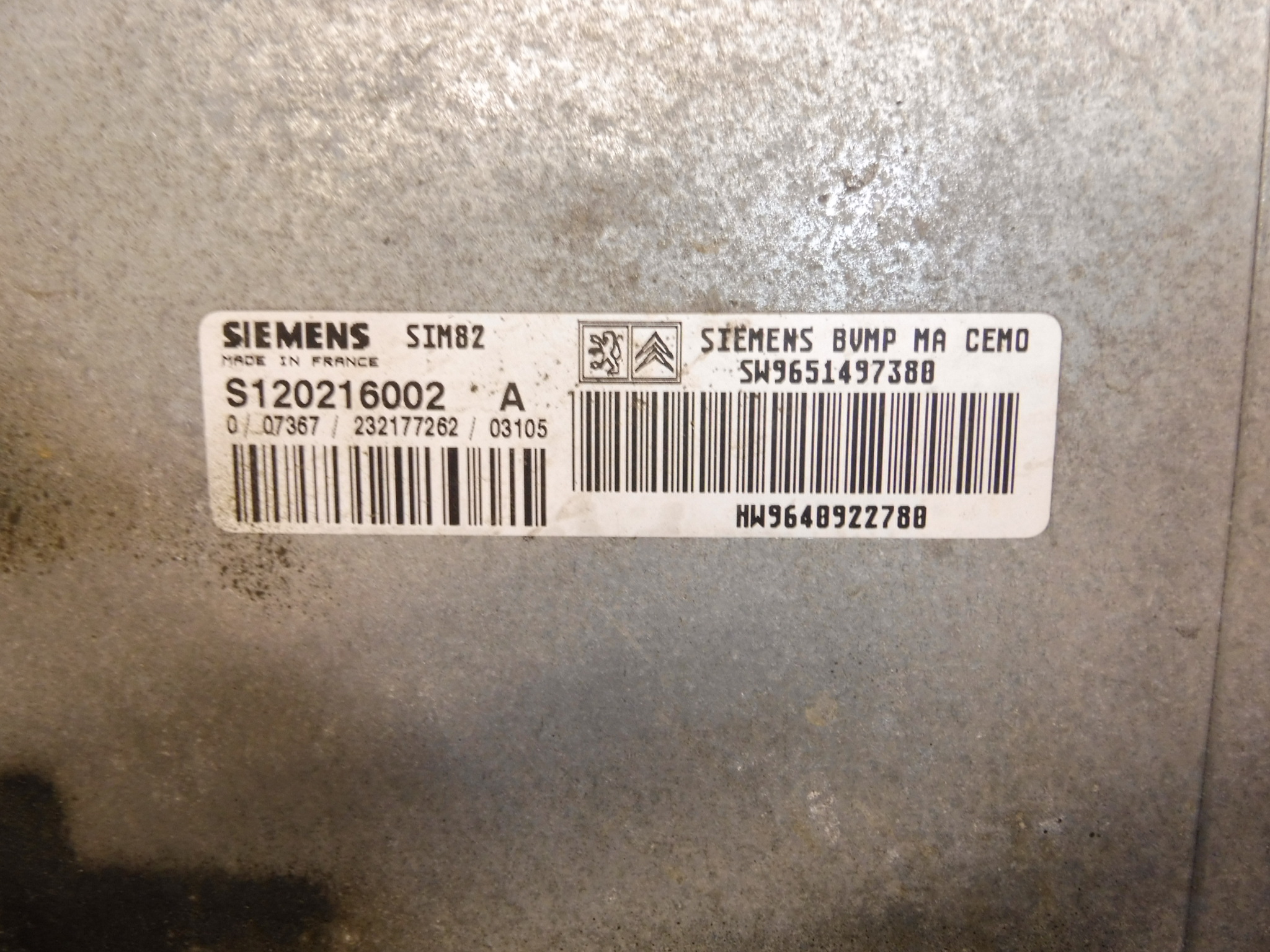 Centralita sensodrive Citroën Peugeot 9640922780 S120216002 A 2529J9