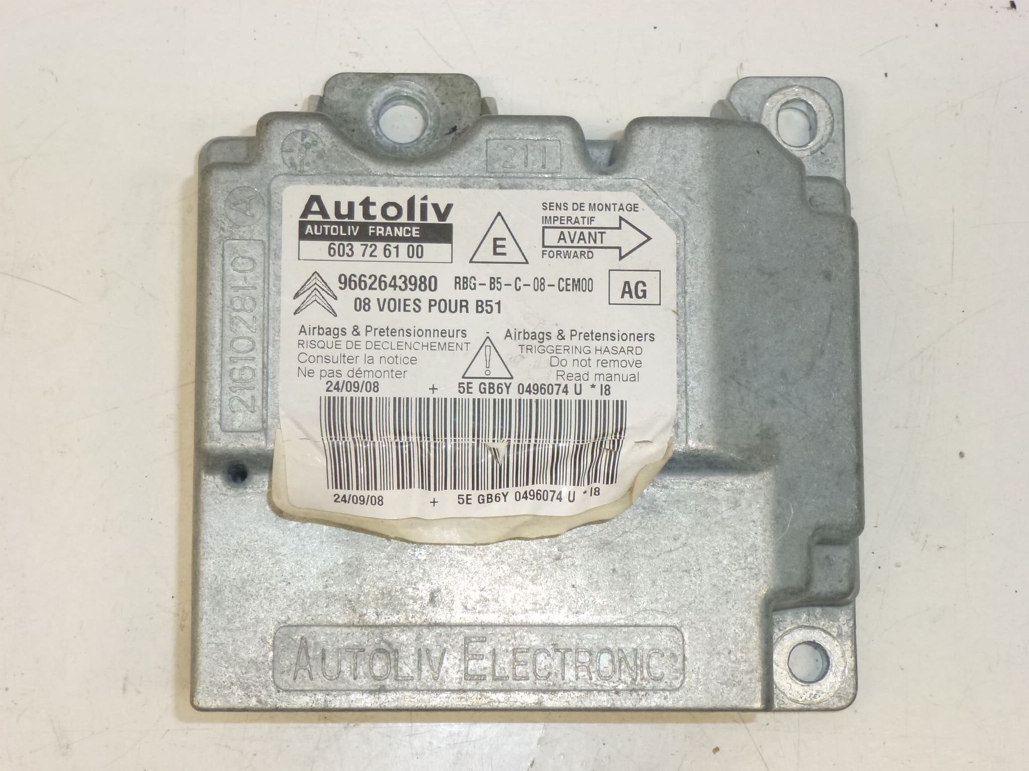 Unidad airbag Citroën C4 9662643980 603726100